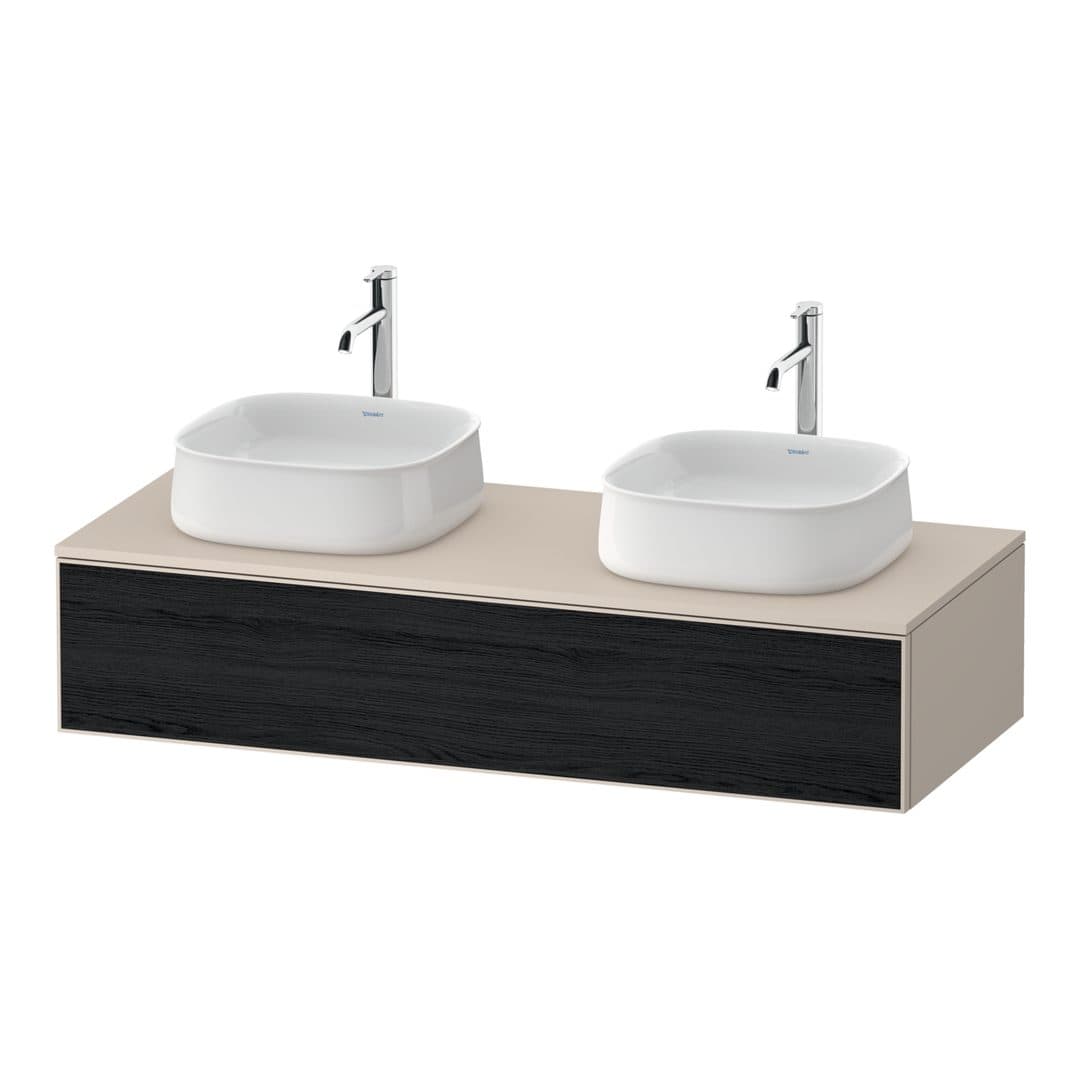Duravit Zencha – Έπιπλο Νιπτήρα – 1300 mm, για κονσόλα, 1 συρτάρι, σώμα Taupe Super Matt – Black oak Matt, Decor (ZE4813B16830000)