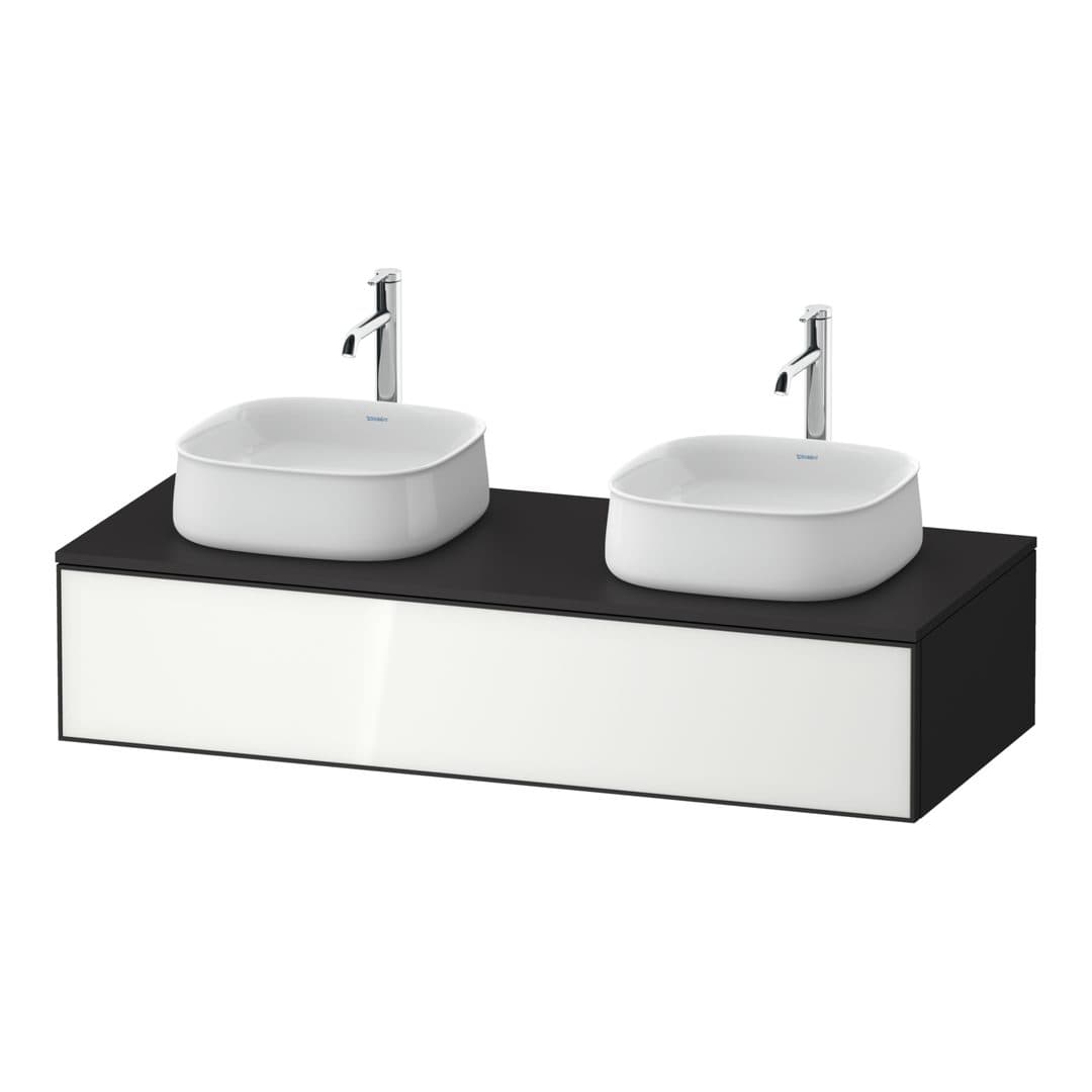 Duravit Zencha – Έπιπλο Νιπτήρα – 1300 mm, για κονσόλα, 1 συρτάρι, σώμα Graphite Super Matt – White, Glass (ZE4813B64800000)