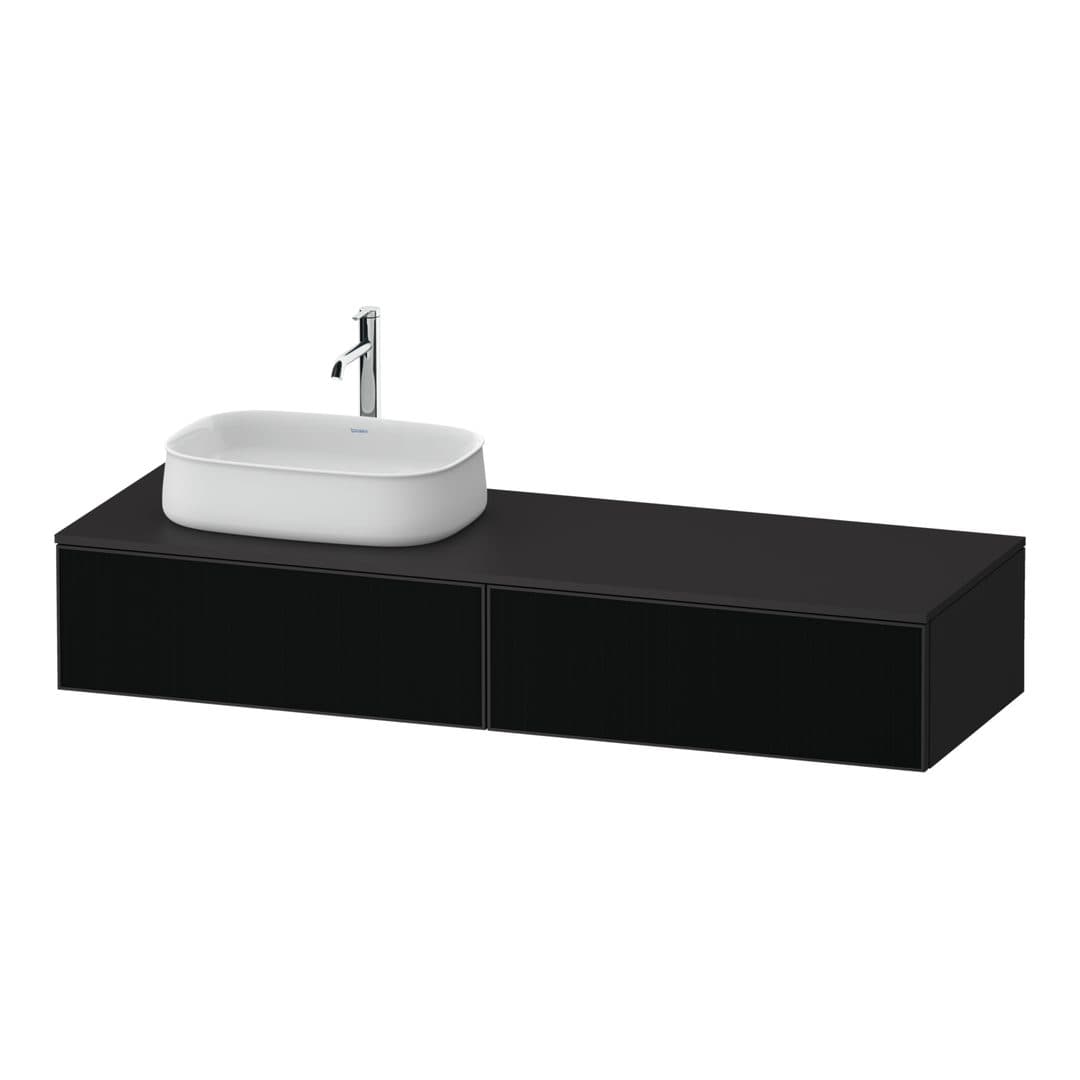 Duravit Zencha – Έπιπλο Νιπτήρα – 1600 mm, για κονσόλα, 2 συρτάρια, νιπτήρας αριστερά, σώμα Graphite Super Matt – Black line structure, Glass (ZE4814L63800000)
