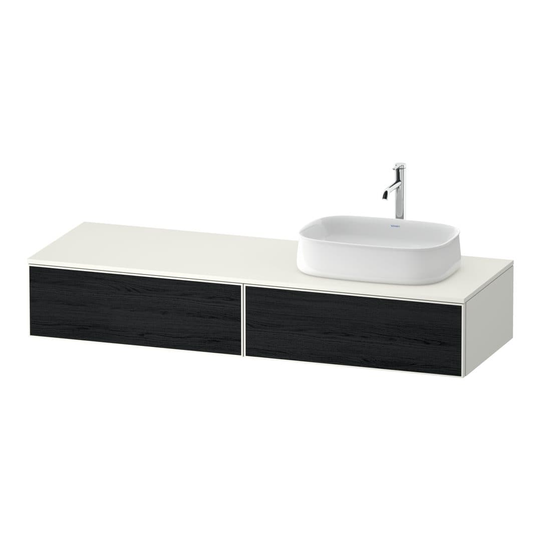Duravit Zencha – Έπιπλο Νιπτήρα – 1600 mm, για κονσόλα, 2 συρτάρια, νιπτήρας δεξιά, σώμα White Super Matt – Black oak Matt, Decor (ZE4814R16840000)
