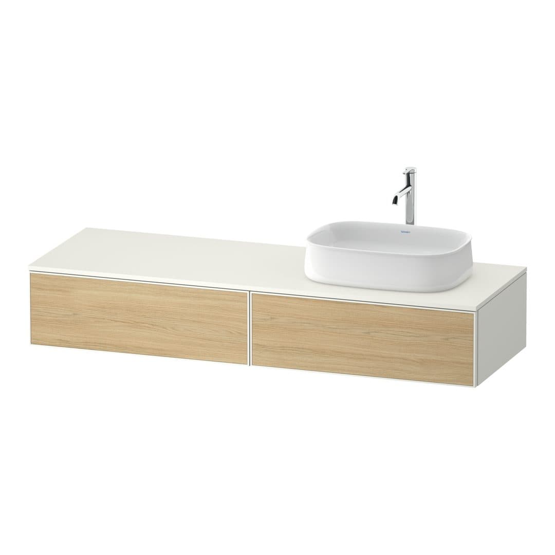 Duravit Zencha – Έπιπλο Νιπτήρα – 1600 mm, για κονσόλα, 2 συρτάρια, νιπτήρας δεξιά, σώμα White Super Matt – Natural oak, Decor (ZE4814R30840000)