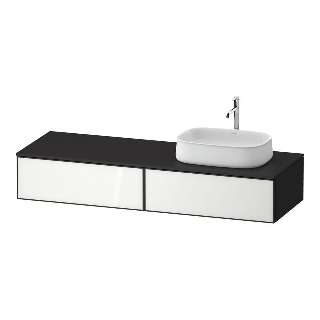 Duravit Zencha – Έπιπλο Νιπτήρα – 1600 mm, για κονσόλα, 2 συρτάρια, νιπτήρας δεξιά, σώμα Graphite Super Matt – White, Glass (ZE4814R64800000)