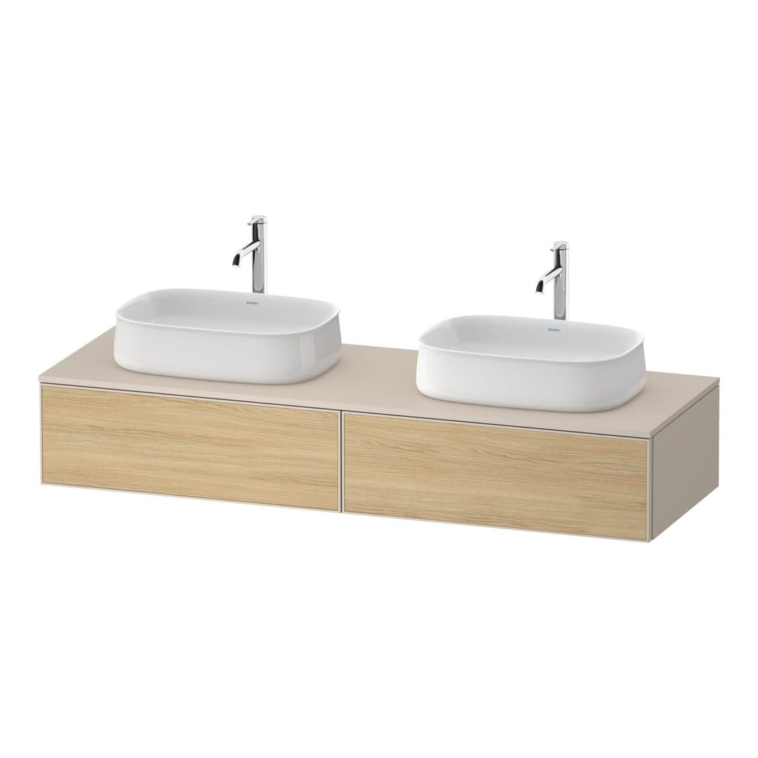 Duravit Zencha – Έπιπλο Νιπτήρα – 1600 mm, για κονσόλα, 2 συρτάρια, σώμα Taupe Super Matt – Natural oak, Decor (ZE4815B30830000)