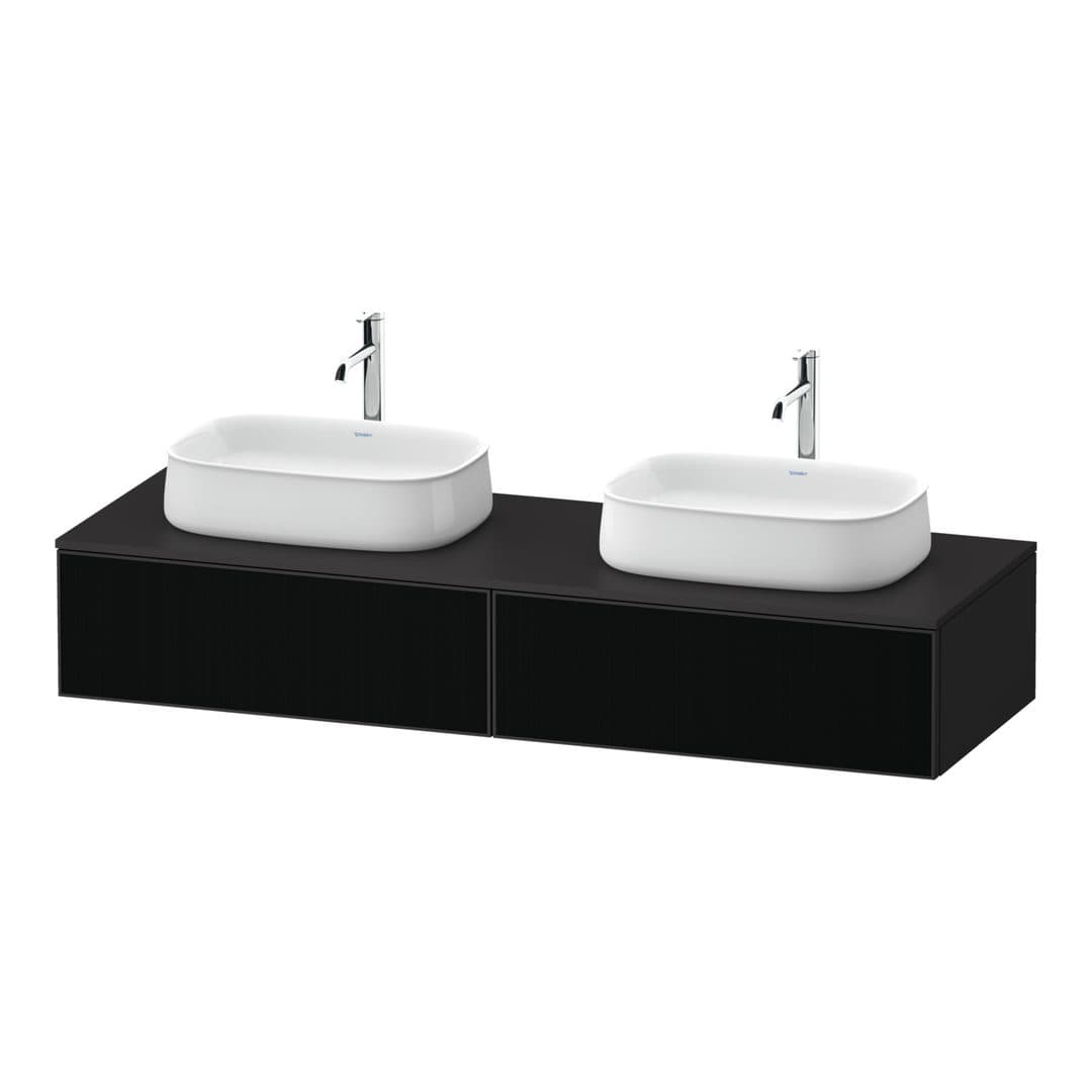 Duravit Zencha – Έπιπλο Νιπτήρα – 1600 mm, για κονσόλα, 2 συρτάρια, σώμα Graphite Super Matt – Black line structure, Glass (ZE4815B63800000)