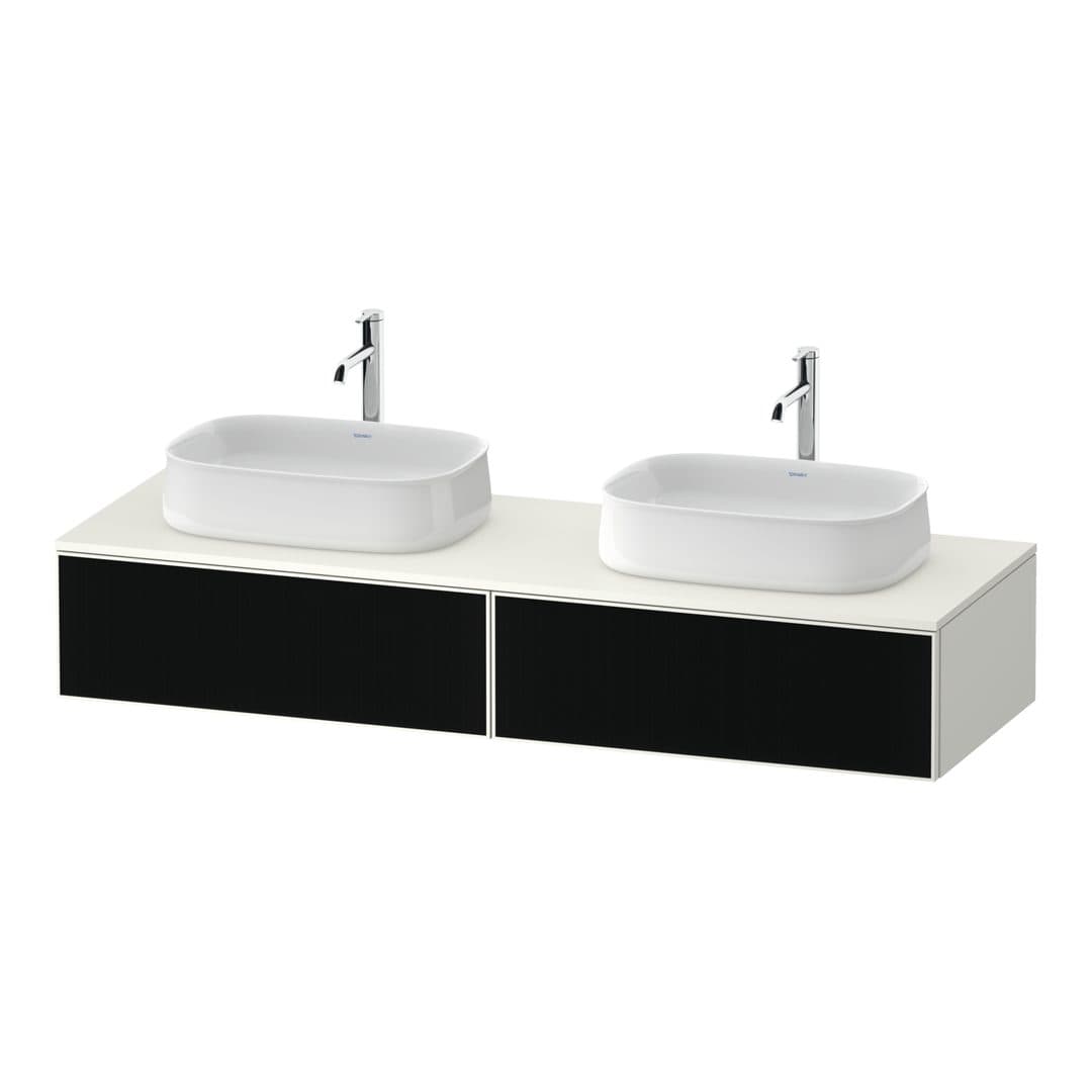 Duravit Zencha – Έπιπλο Νιπτήρα – 1600 mm, για κονσόλα, 2 συρτάρια, σώμα White Super Matt – Black line structure, Glass (ZE4815B63840000)