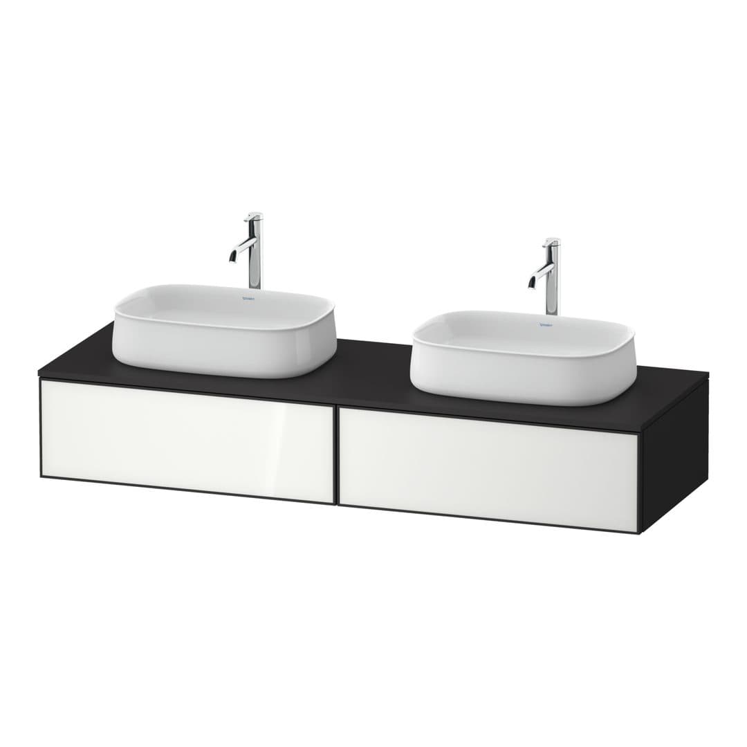 Duravit Zencha – Έπιπλο Νιπτήρα – 1600 mm, για κονσόλα, 2 συρτάρια, σώμα Graphite Super Matt – White, Glass (ZE4815B64800000)