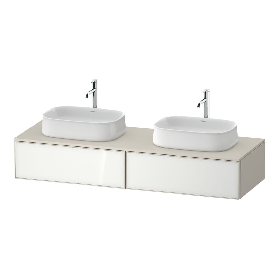Duravit Zencha – Έπιπλο Νιπτήρα – 1600 mm, για κονσόλα, 2 συρτάρια, σώμα Taupe Super Matt – White, Glass (ZE4815B64830000)