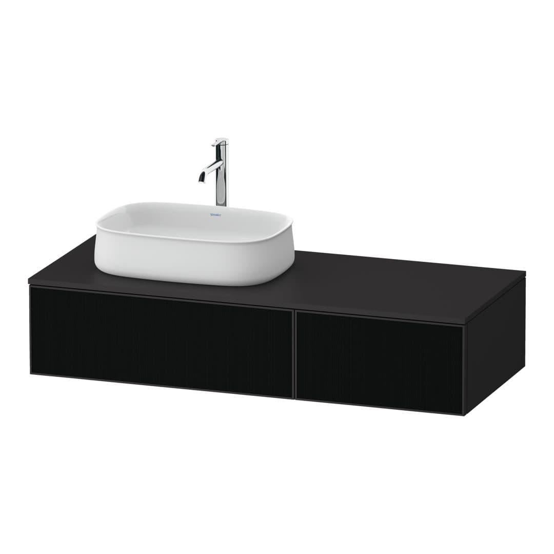 Duravit Zencha – Έπιπλο Νιπτήρα – 1300 mm, για κονσόλα, 2 συρτάρια, νιπτήρας αριστερά, σώμα Graphite Super Matt, 1300 x 550 x 281 mm – Black line structure, Glass (ZE4816063800000)