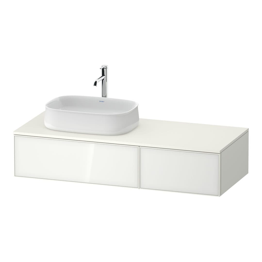 Duravit Zencha – Έπιπλο Νιπτήρα – 1300 mm, για κονσόλα, 2 συρτάρια, νιπτήρας αριστερά, 1300 x 550 x 281 mm – White, Glass (ZE4816064840000)