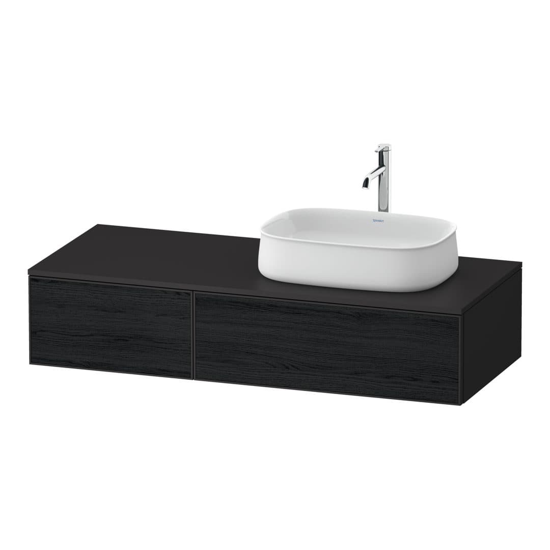 Duravit Zencha – Έπιπλο Νιπτήρα – 1300 mm, για κονσόλα, 2 συρτάρια, νιπτήρας δεξιά, σώμα Graphite Super Matt, 1300 x 550 x 281 mm – Black oak Matt, Decor (ZE4817016800000)