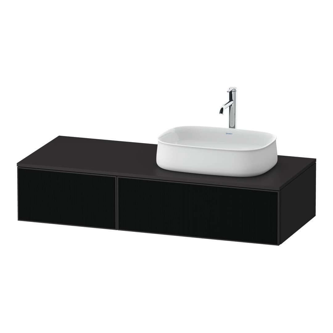 Duravit Zencha – Έπιπλο Νιπτήρα – 1300 mm, για κονσόλα, 2 συρτάρια, νιπτήρας δεξιά, σώμα Graphite Super Matt, 1300 x 550 x 281 mm – Black line structure, Glass (ZE4817063800000)