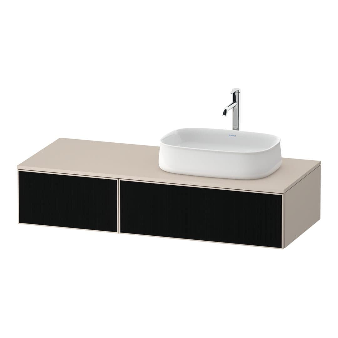 Duravit Zencha – Έπιπλο Νιπτήρα – 1300 mm, για κονσόλα, 2 συρτάρια, νιπτήρας δεξιά, σώμα Taupe Super Matt, 1300 x 550 x 281 mm – Black line structure, Glass (ZE4817063830000)