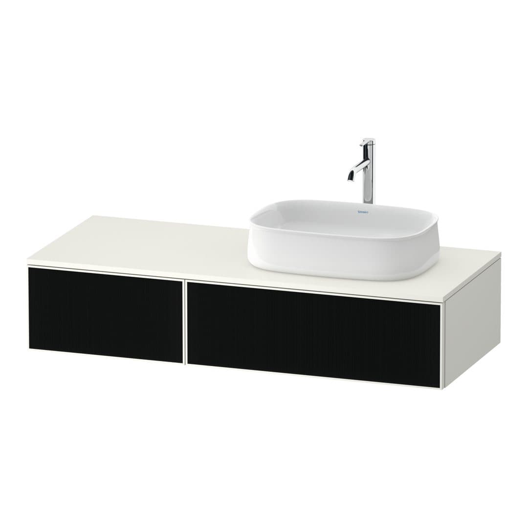 Duravit Zencha – Έπιπλο Νιπτήρα – 1300 mm, για κονσόλα, 2 συρτάρια, νιπτήρας δεξιά, σώμα White Super Matt, 1300 x 550 x 281 mm – Black line structure, Glass (ZE4817063840000)