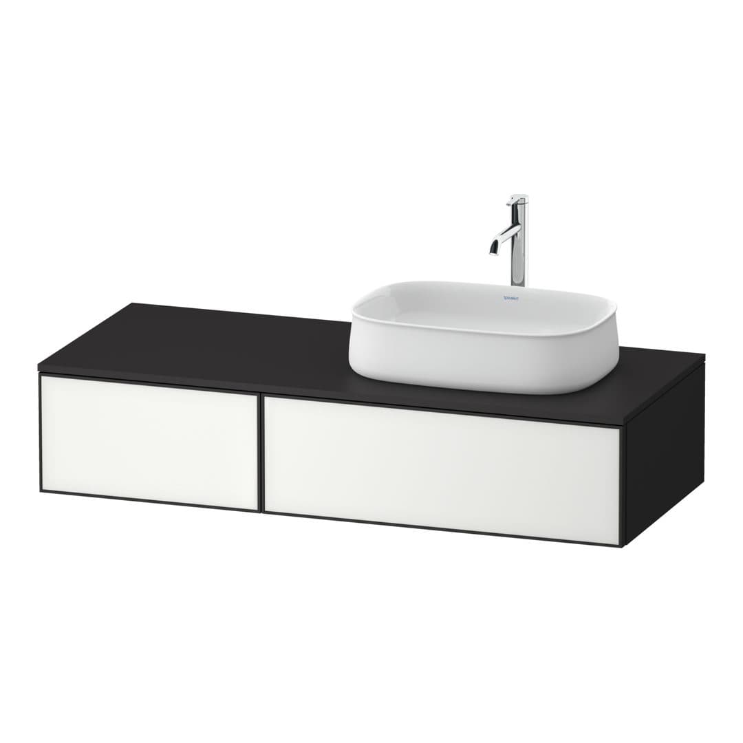 Duravit Zencha – Έπιπλο Νιπτήρα – 1300 mm, για κονσόλα, 2 συρτάρια, νιπτήρας δεξιά, σώμα Graphite Super Matt, 1300 x 550 x 281 mm – White, Glass (ZE4817064800000)