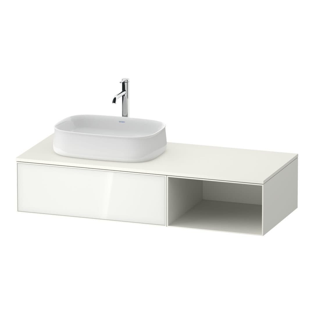 Duravit Zencha – Έπιπλο Νιπτήρα – 1300 mm, για κονσόλα, 1 συρτάρι, νιπτήρας αριστερά – White, Glass (ZE4818064840000)