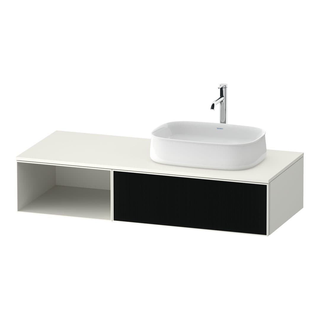 Duravit Zencha – Έπιπλο Νιπτήρα – 1300 mm, για κονσόλα, 1 συρτάρι, νιπτήρας δεξιά, σώμα White Super Matt – Black line structure, Glass (ZE4819063840000)