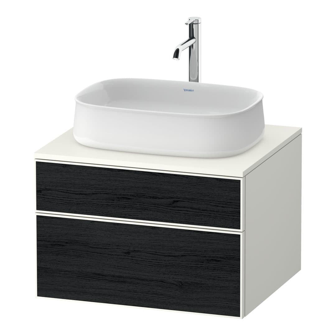 Duravit Zencha – Έπιπλο Νιπτήρα – 650 mm, για κονσόλα, 2 συρτάρια, νιπτήρας κέντρο, σώμα White Super Matt – Black oak Matt, Decor (ZE4820016840000)
