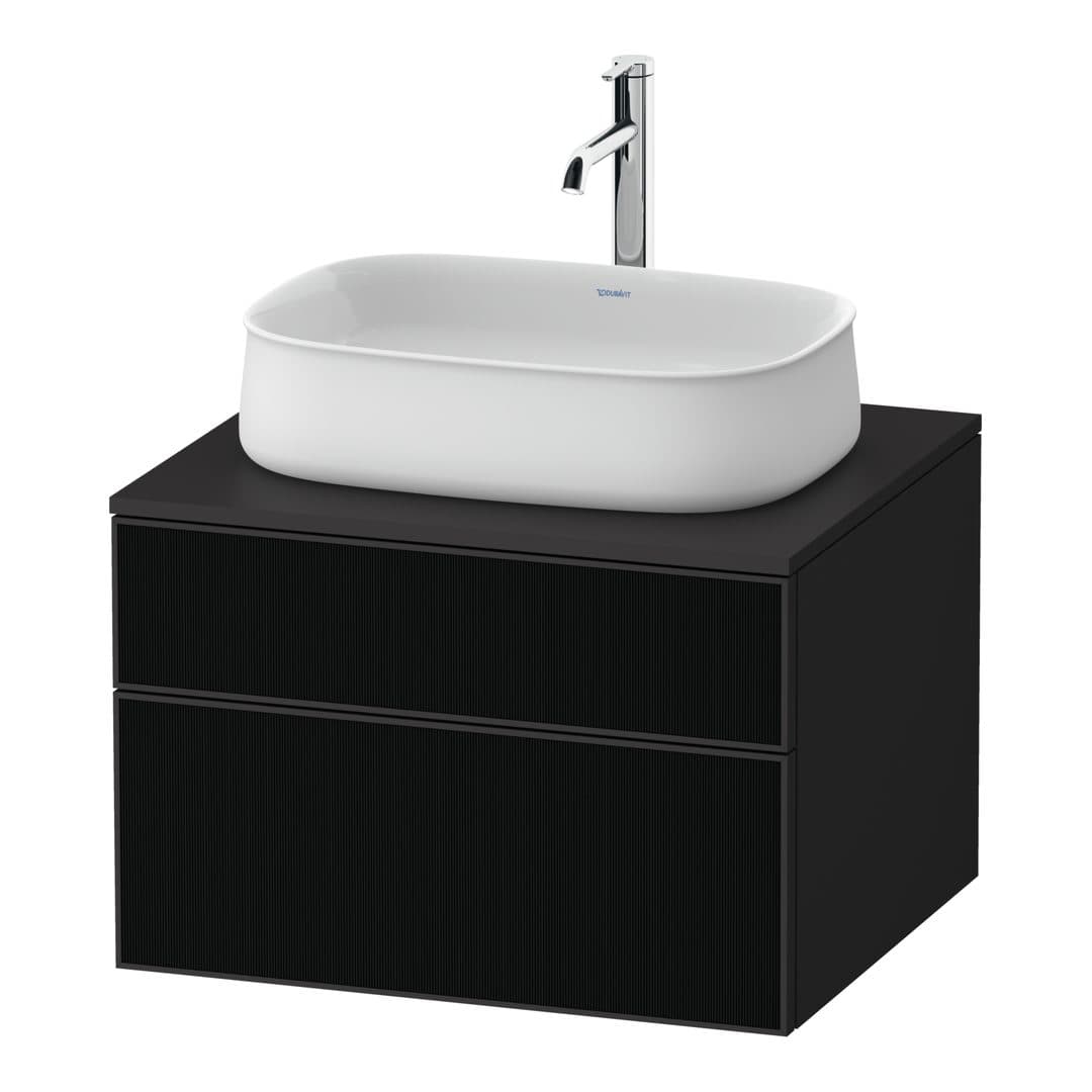 Duravit Zencha – Έπιπλο Νιπτήρα – 650 mm, για κονσόλα, 2 συρτάρια, νιπτήρας κέντρο, σώμα Graphite Super Matt – Black line structure, Glass (ZE4820063800000)