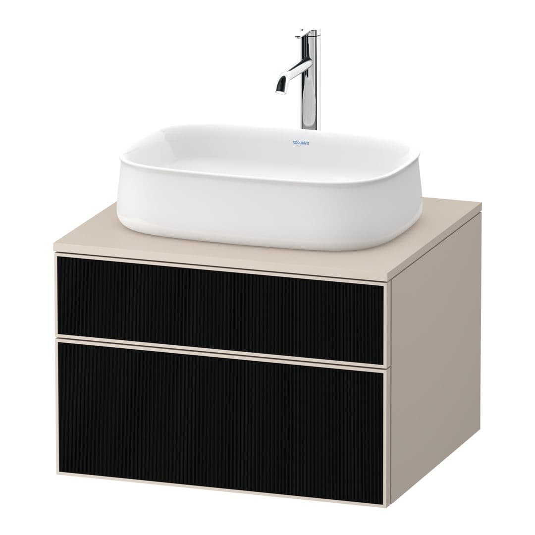 Duravit Zencha – Έπιπλο Νιπτήρα – 650 mm, για κονσόλα, 2 συρτάρια, νιπτήρας κέντρο, σώμα Taupe Super Matt – Black line structure, Glass (ZE4820063830000)