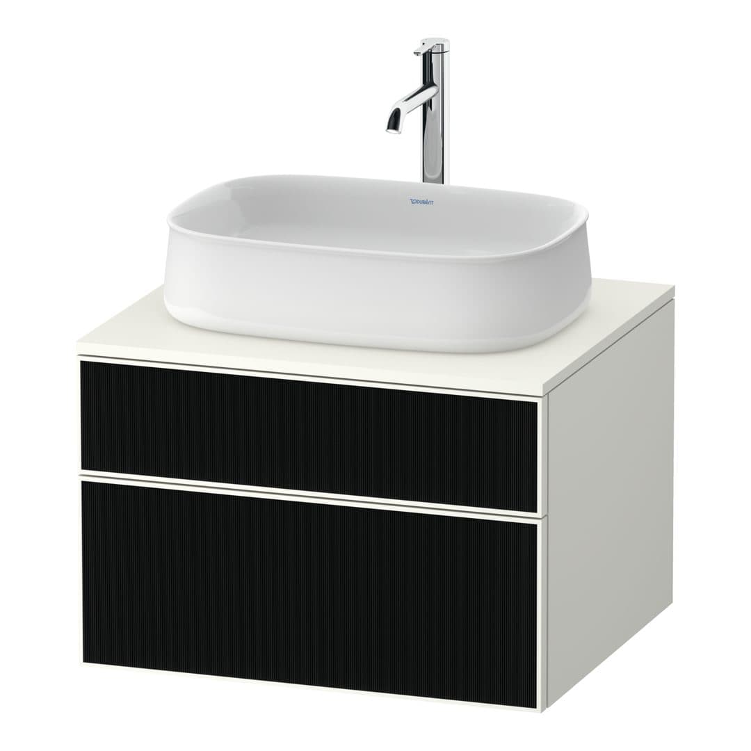 Duravit Zencha – Έπιπλο Νιπτήρα – 650 mm, για κονσόλα, 2 συρτάρια, νιπτήρας κέντρο, σώμα White Super Matt – Black line structure, Glass (ZE4820063840000)