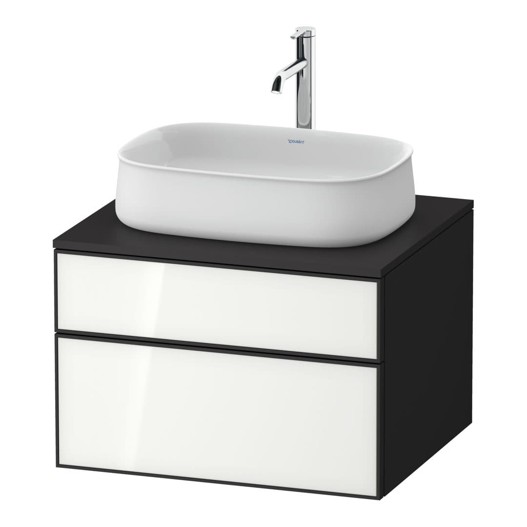 Duravit Zencha – Έπιπλο Νιπτήρα – 650 mm, για κονσόλα, 2 συρτάρια, νιπτήρας κέντρο, σώμα Graphite Super Matt – White, Glass (ZE4820064800000)