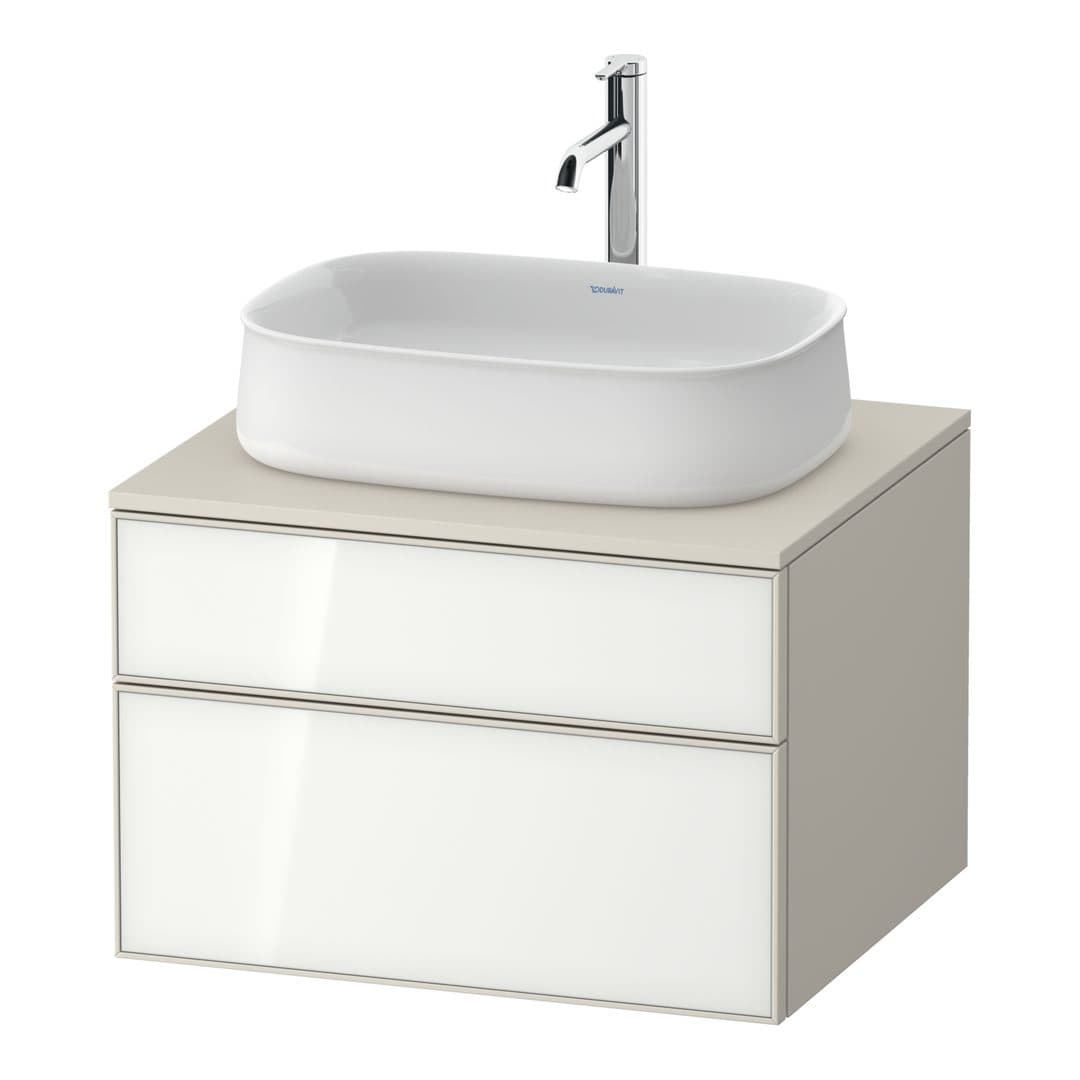 Duravit Zencha – Έπιπλο Νιπτήρα – 650 mm, για κονσόλα, 2 συρτάρια, νιπτήρας κέντρο, σώμα Taupe Super Matt – White, Glass (ZE4820064830000)
