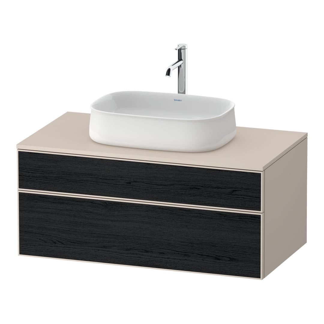 Duravit Zencha – Έπιπλο Νιπτήρα – 1000 mm, για κονσόλα, 2 συρτάρια, νιπτήρας κέντρο, σώμα Taupe Super Matt – Black oak Matt, Decor (ZE4821016830000)