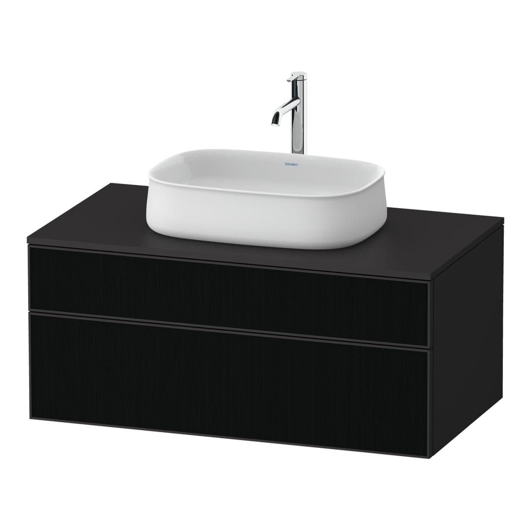 Duravit Zencha – Έπιπλο Νιπτήρα – 1000 mm, για κονσόλα, 2 συρτάρια, νιπτήρας κέντρο, σώμα Graphite Super Matt – Black line structure, Glass (ZE4821063800000)