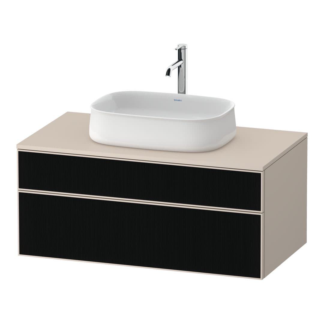 Duravit Zencha – Έπιπλο Νιπτήρα – 1000 mm, για κονσόλα, 2 συρτάρια, νιπτήρας κέντρο, σώμα Taupe Super Matt – Black line structure, Glass (ZE4821063830000)