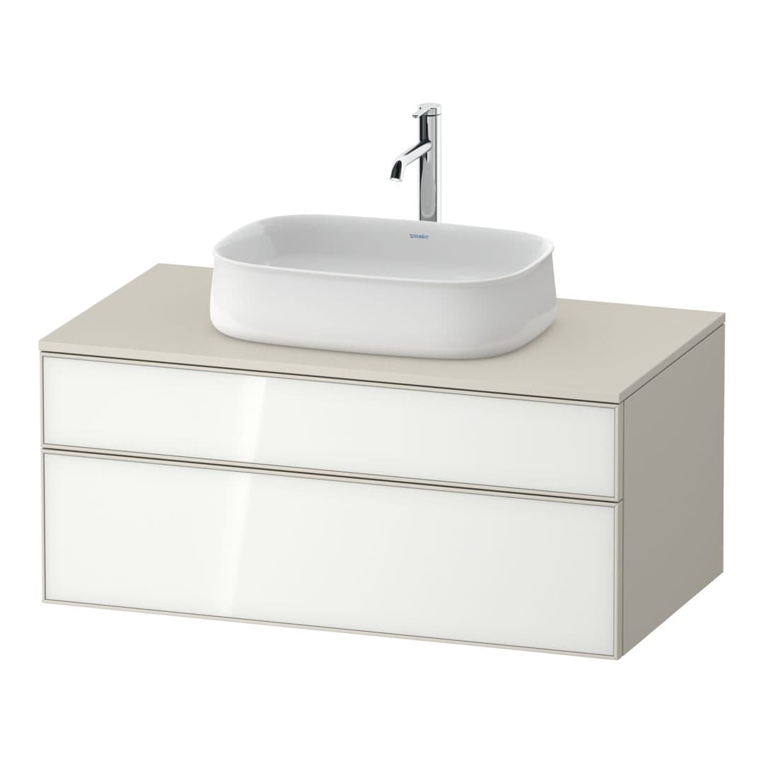 Duravit Zencha – Έπιπλο Νιπτήρα – 1000 mm, για κονσόλα, 2 συρτάρια, νιπτήρας κέντρο, σώμα Taupe Super Matt – White, Glass (ZE4821064830000)