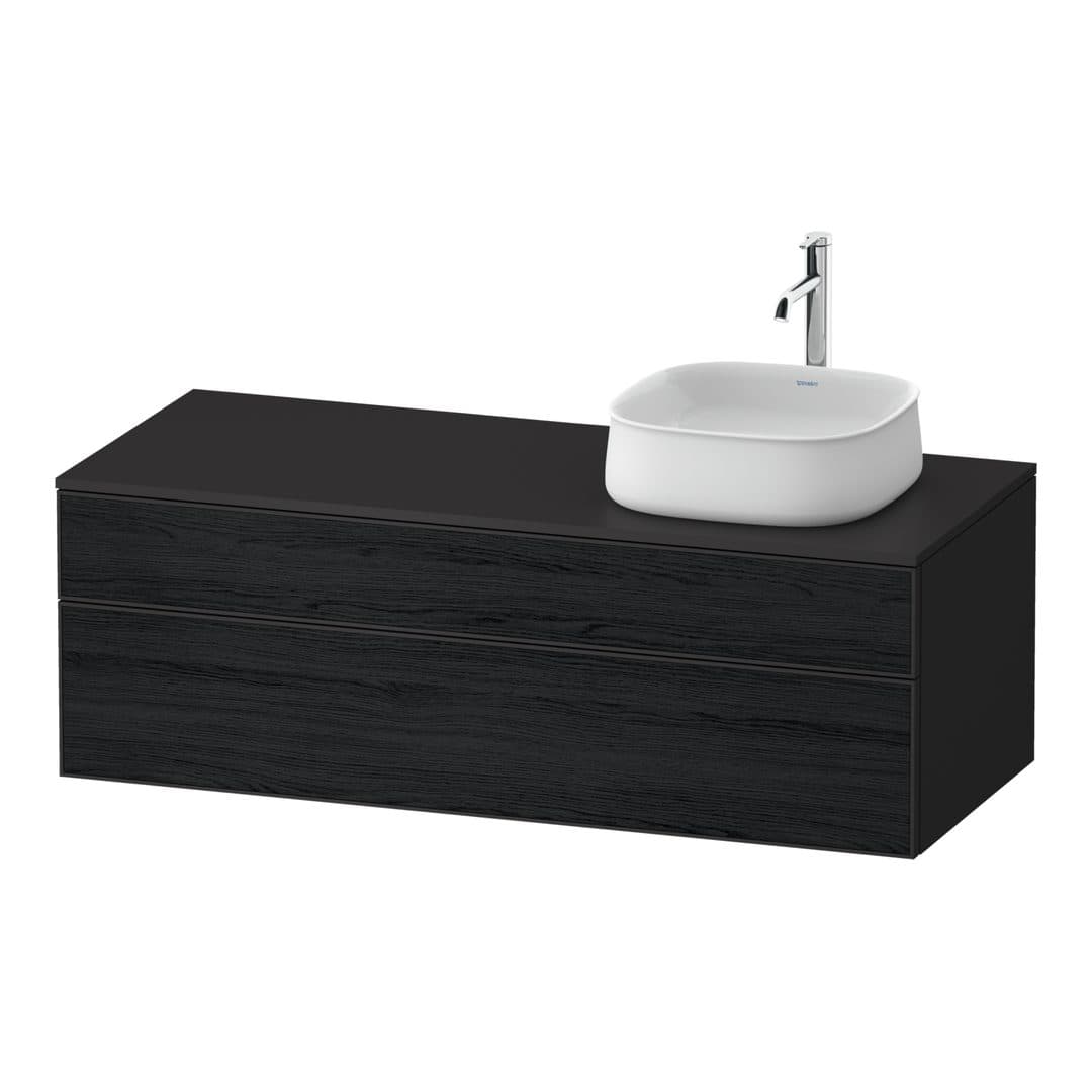 Duravit Zencha – Έπιπλο Νιπτήρα – 1300 mm, για κονσόλα, 2 συρτάρια, νιπτήρας δεξιά, σώμα Graphite Super Matt, 1300 x 550 x 442 mm – Black oak Matt, Decor (ZE4822R16800000)