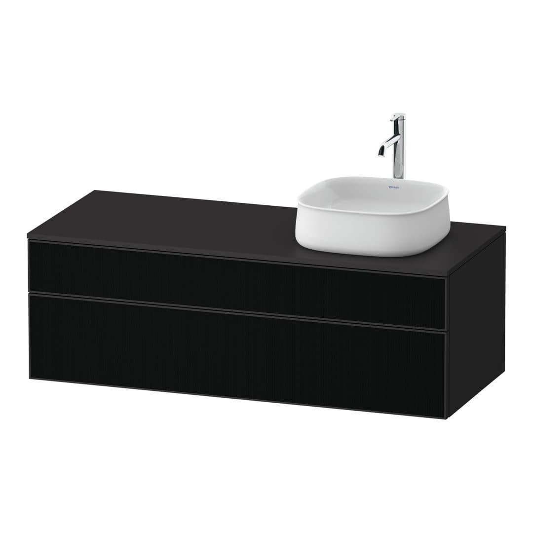 Duravit Zencha – Έπιπλο Νιπτήρα – 1300 mm, για κονσόλα, 2 συρτάρια, νιπτήρας δεξιά, σώμα Graphite Super Matt, 1300 x 550 x 442 mm – Black line structure, Glass (ZE4822R63800000)