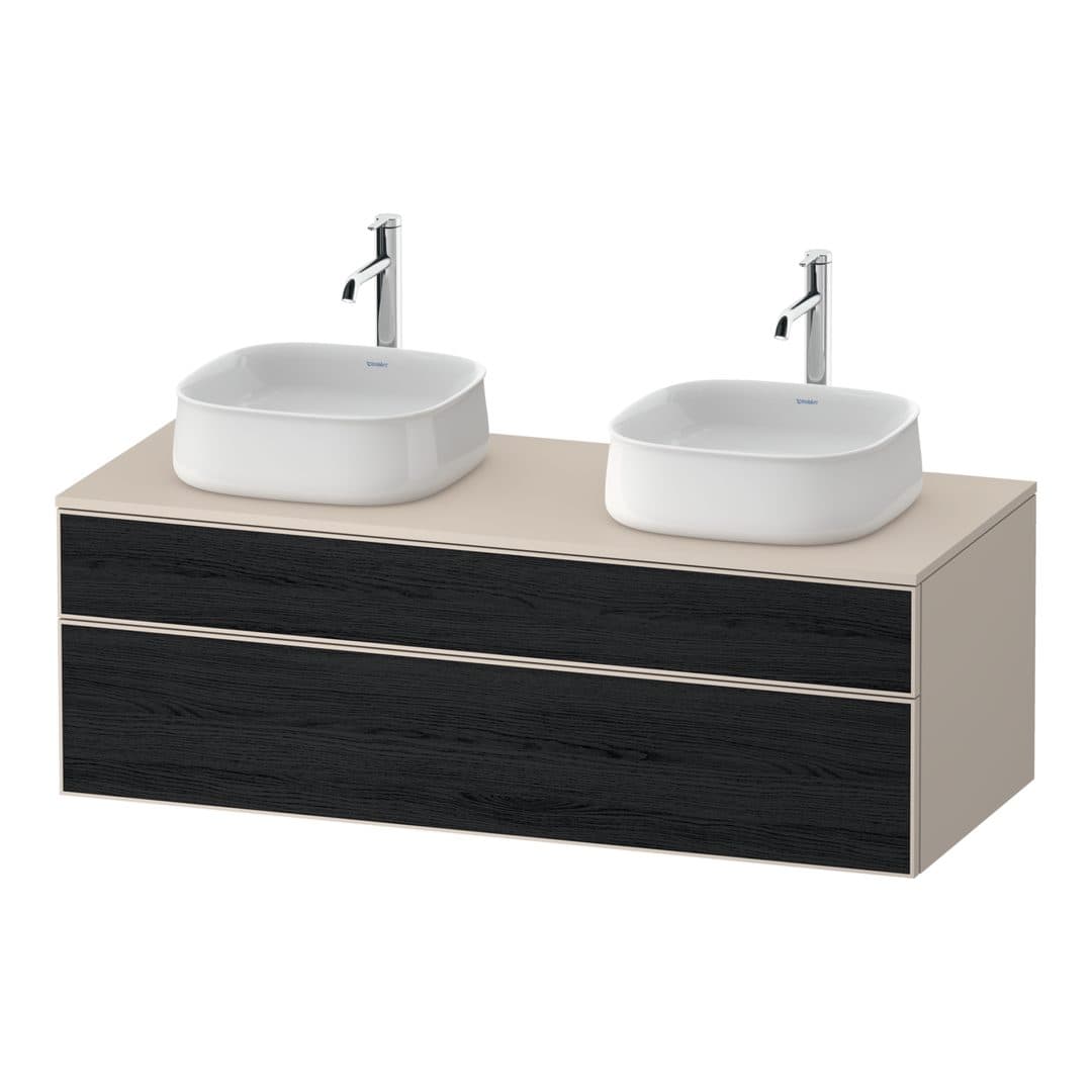 Duravit Zencha – Έπιπλο Νιπτήρα – 1300 mm, για κονσόλα, 2 συρτάρια, σώμα Taupe Super Matt – Black oak Matt, Decor (ZE4823B16830000)