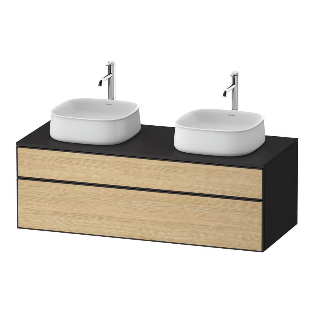 Duravit Zencha – Έπιπλο Νιπτήρα – 1300 mm, για κονσόλα, 2 συρτάρια, σώμα Graphite Super Matt – Natural oak, Decor (ZE4823B30800000)