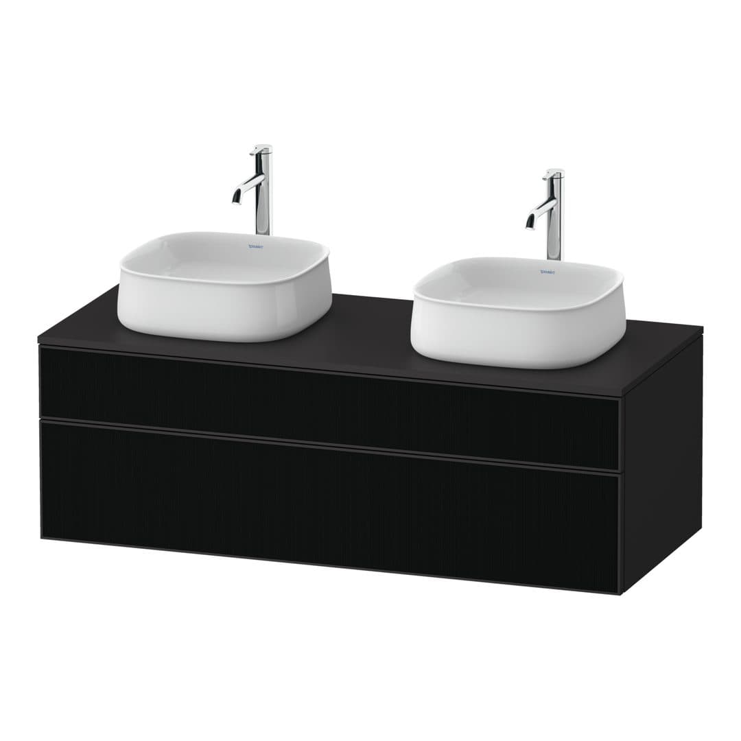 Duravit Zencha – Έπιπλο Νιπτήρα – 1300 mm, για κονσόλα, 2 συρτάρια, σώμα Graphite Super Matt – Black line structure, Glass (ZE4823B63800000)