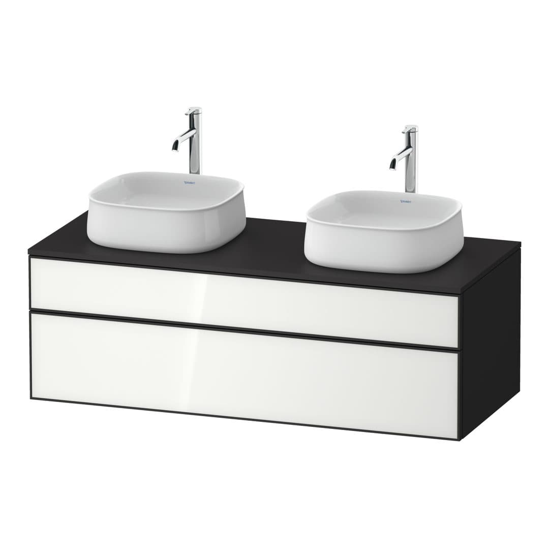Duravit Zencha – Έπιπλο Νιπτήρα – 1300 mm, για κονσόλα, 2 συρτάρια, σώμα Graphite Super Matt – White, Glass (ZE4823B64800000)