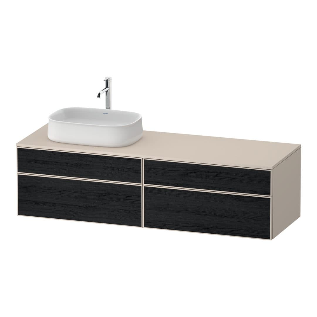 Duravit Zencha – Έπιπλο Νιπτήρα – 1600 mm, για κονσόλα, 4 συρτάρια, νιπτήρας αριστερά, σώμα Taupe Super Matt – Black oak Matt, Decor (ZE4824L16830000)