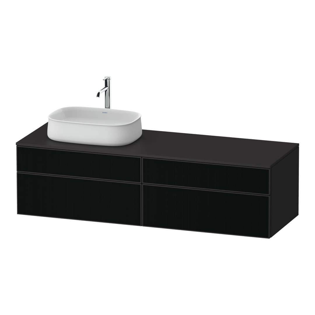 Duravit Zencha – Έπιπλο Νιπτήρα – 1600 mm, για κονσόλα, 4 συρτάρια, νιπτήρας αριστερά, σώμα Graphite Super Matt – Black line structure, Glass (ZE4824L63800000)