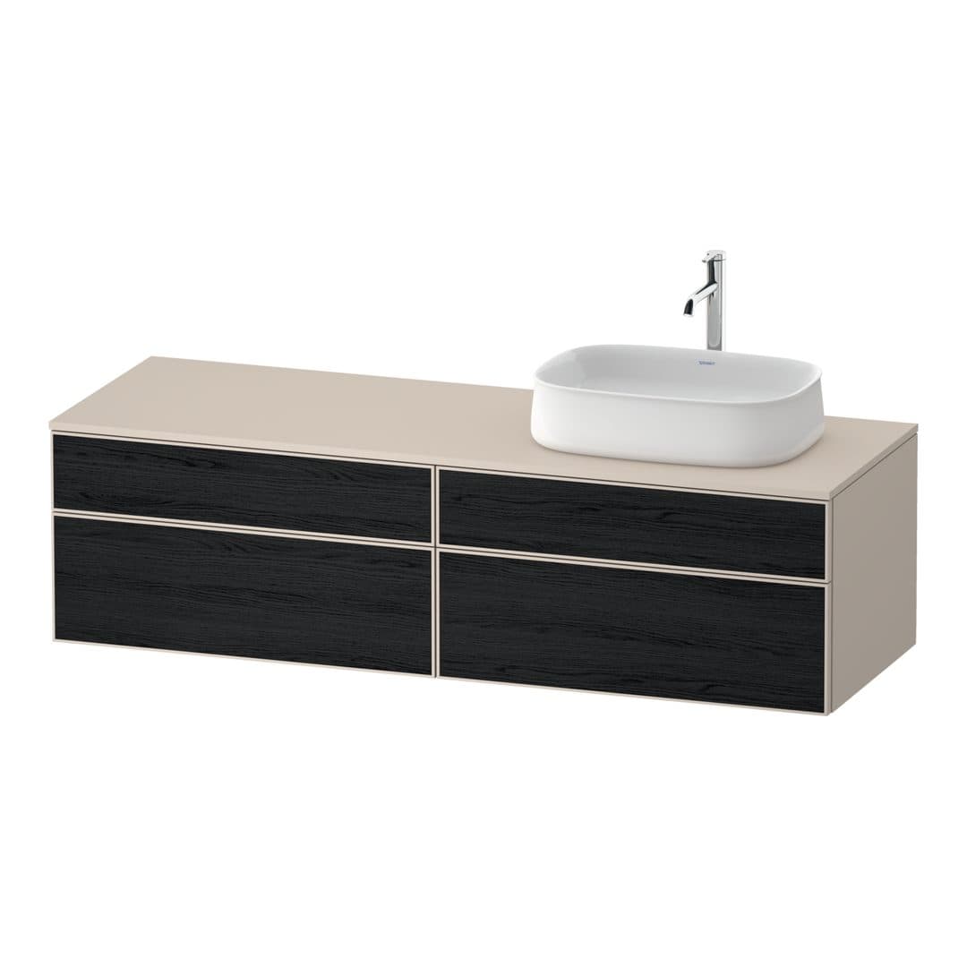 Duravit Zencha – Έπιπλο Νιπτήρα – 1600 mm, για κονσόλα, 4 συρτάρια, νιπτήρας δεξιά, σώμα Taupe Super Matt – Black oak Matt, Decor (ZE4824R16830000)