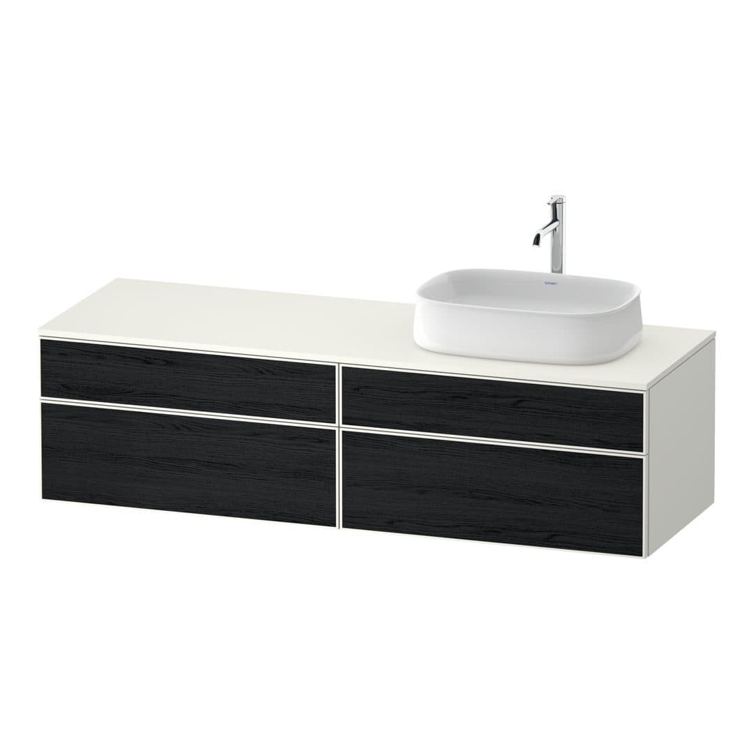 Duravit Zencha – Έπιπλο Νιπτήρα – 1600 mm, για κονσόλα, 4 συρτάρια, νιπτήρας δεξιά, σώμα White Super Matt – Black oak Matt, Decor (ZE4824R16840000)