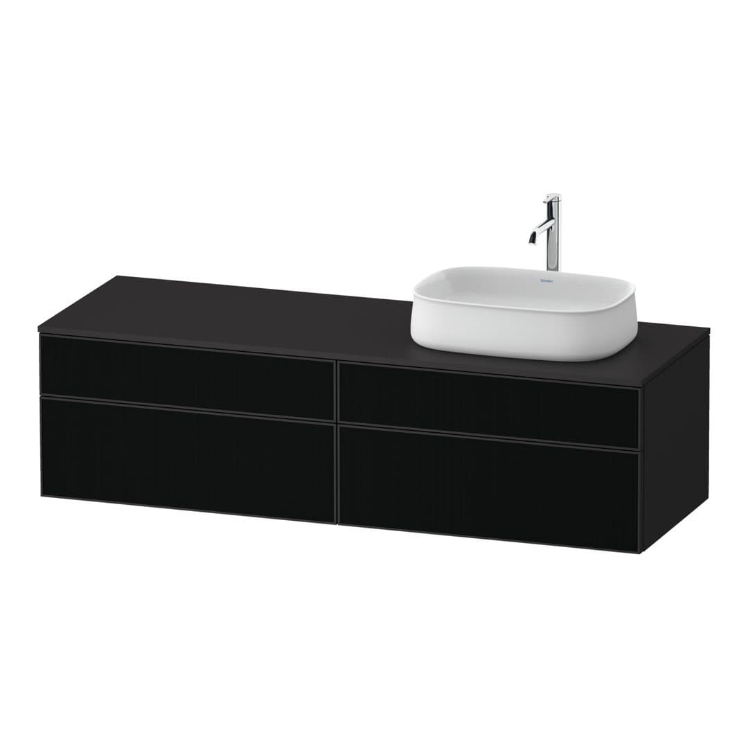 Duravit Zencha – Έπιπλο Νιπτήρα – 1600 mm, για κονσόλα, 4 συρτάρια, νιπτήρας δεξιά, σώμα Graphite Super Matt – Black line structure, Glass (ZE4824R63800000)