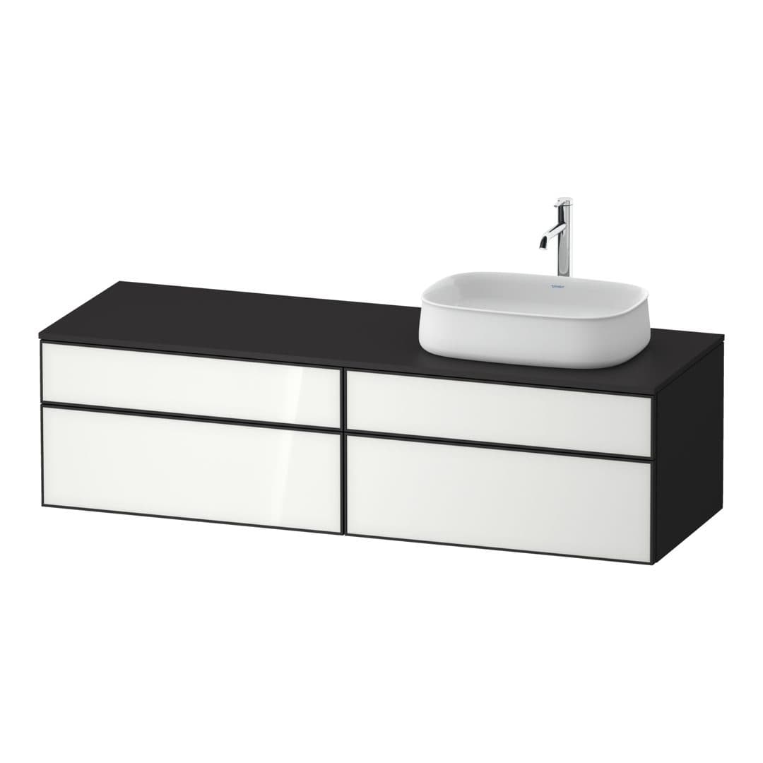 Duravit Zencha – Έπιπλο Νιπτήρα – 1600 mm, για κονσόλα, 4 συρτάρια, νιπτήρας δεξιά, σώμα Graphite Super Matt – White, Glass (ZE4824R64800000)