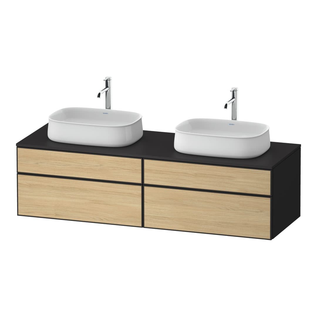Duravit Zencha – Έπιπλο Νιπτήρα – 1600 mm, για κονσόλα, 4 συρτάρια, σώμα Graphite Super Matt – Natural oak, Decor (ZE4825B30800000)