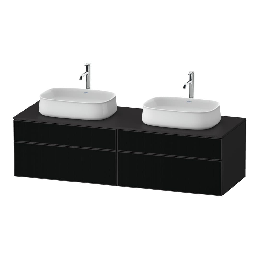 Duravit Zencha – Έπιπλο Νιπτήρα – 1600 mm, για κονσόλα, 4 συρτάρια, σώμα Graphite Super Matt – Black line structure, Glass (ZE4825B63800000)