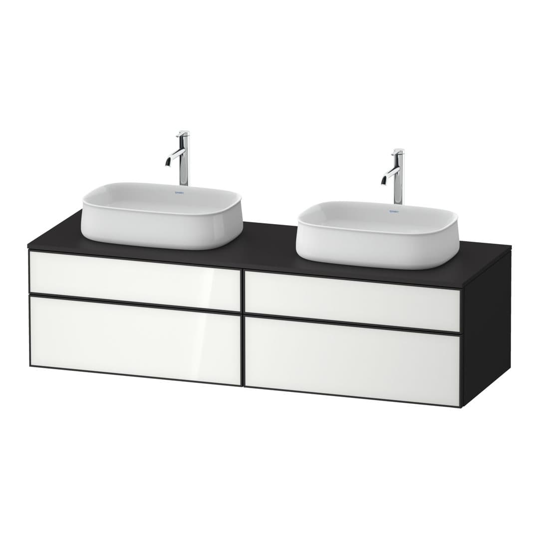 Duravit Zencha – Έπιπλο Νιπτήρα – 1600 mm, για κονσόλα, 4 συρτάρια, σώμα Graphite Super Matt – White, Glass (ZE4825B64800000)