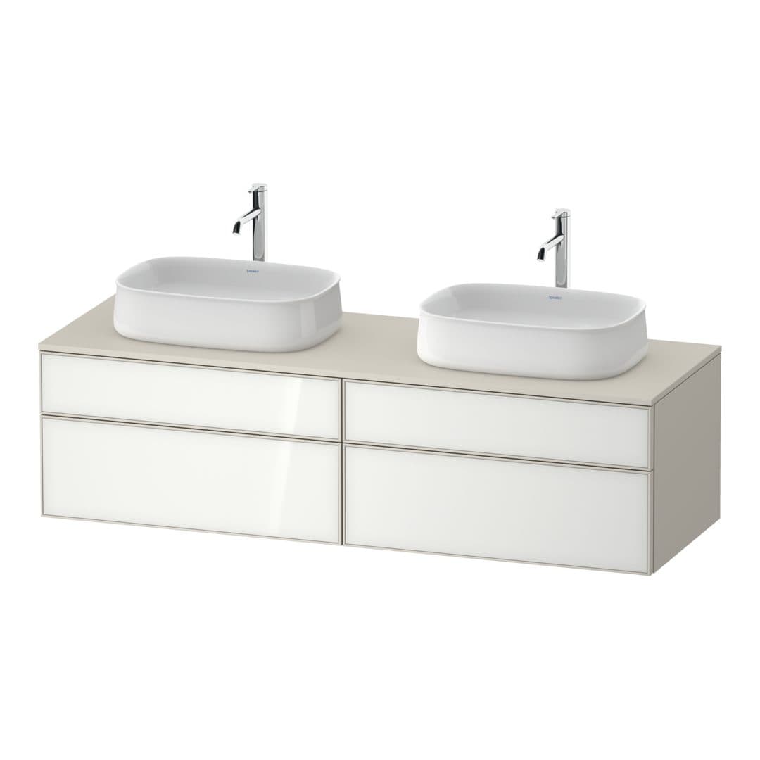 Duravit Zencha – Έπιπλο Νιπτήρα – 1600 mm, για κονσόλα, 4 συρτάρια, σώμα Taupe Super Matt – White, Glass (ZE4825B64830000)
