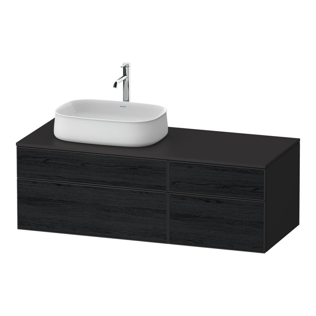 Duravit Zencha – Έπιπλο Νιπτήρα – 1300 mm, για κονσόλα, 4 συρτάρια, νιπτήρας αριστερά, σώμα Graphite Super Matt – Black oak Matt, Decor (ZE4826016800000)