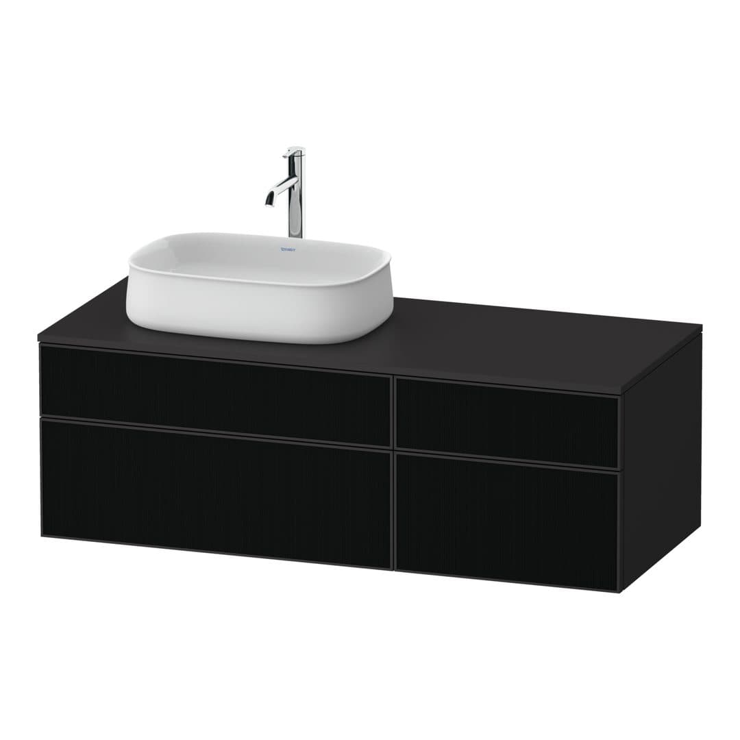 Duravit Zencha – Έπιπλο Νιπτήρα – 1300 mm, για κονσόλα, 4 συρτάρια, νιπτήρας αριστερά, σώμα Graphite Super Matt – Black line structure, Glass (ZE4826063800000)