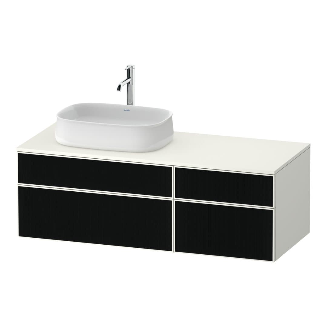 Duravit Zencha – Έπιπλο Νιπτήρα – 1300 mm, για κονσόλα, 4 συρτάρια, νιπτήρας αριστερά, σώμα White Super Matt – Black line structure, Glass (ZE4826063840000)