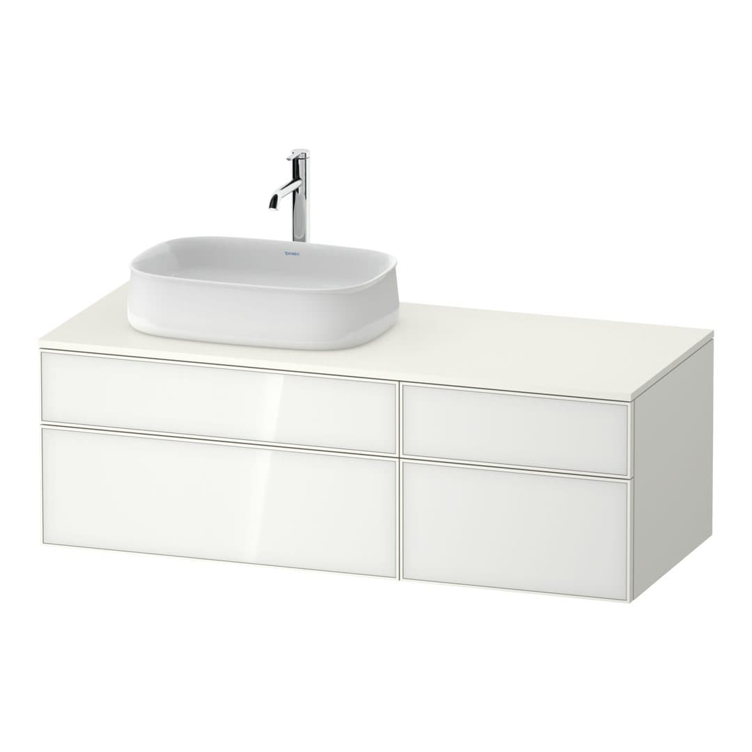 Duravit Zencha – Έπιπλο Νιπτήρα – 1300 mm, για κονσόλα, 4 συρτάρια, νιπτήρας αριστερά – White, Glass (ZE4826064840000)
